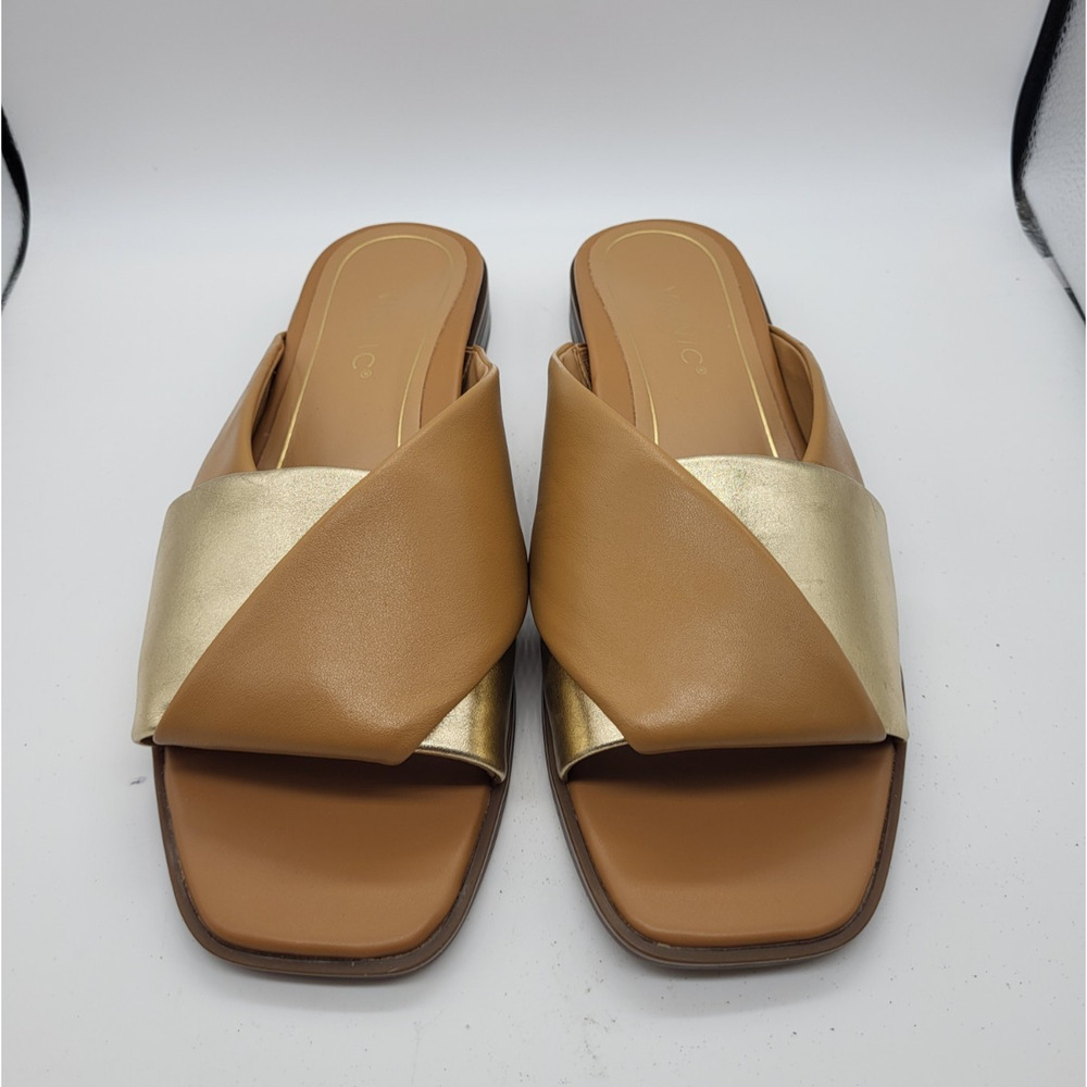 Tan & Gold Slide Sandals - Women - Picture 4 of 11